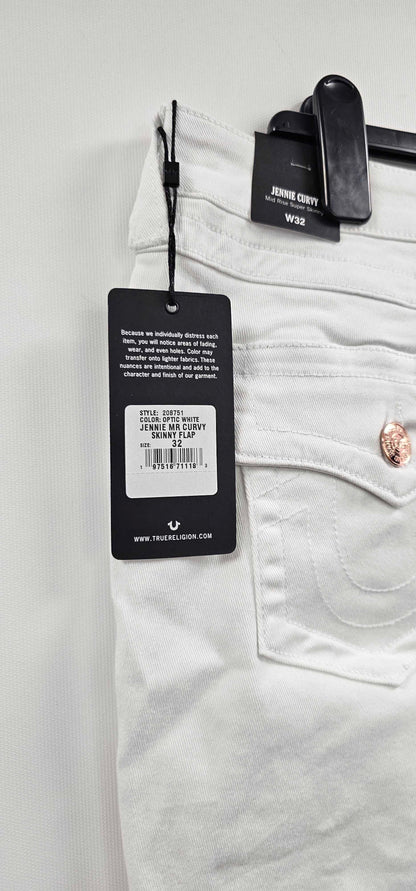 True Religion - White Jennie Curvy Skinny Stretch Jeans - White Size: 32