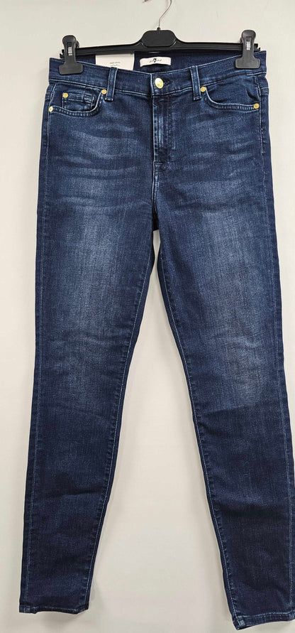 7 For All Mankind - Navy High Waisted Skinny Jeans - Blue Size: 30