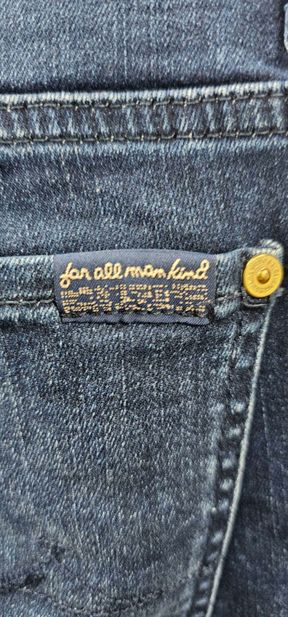 7 For All Mankind - Navy High Waisted Skinny Jeans - Blue Size: 30