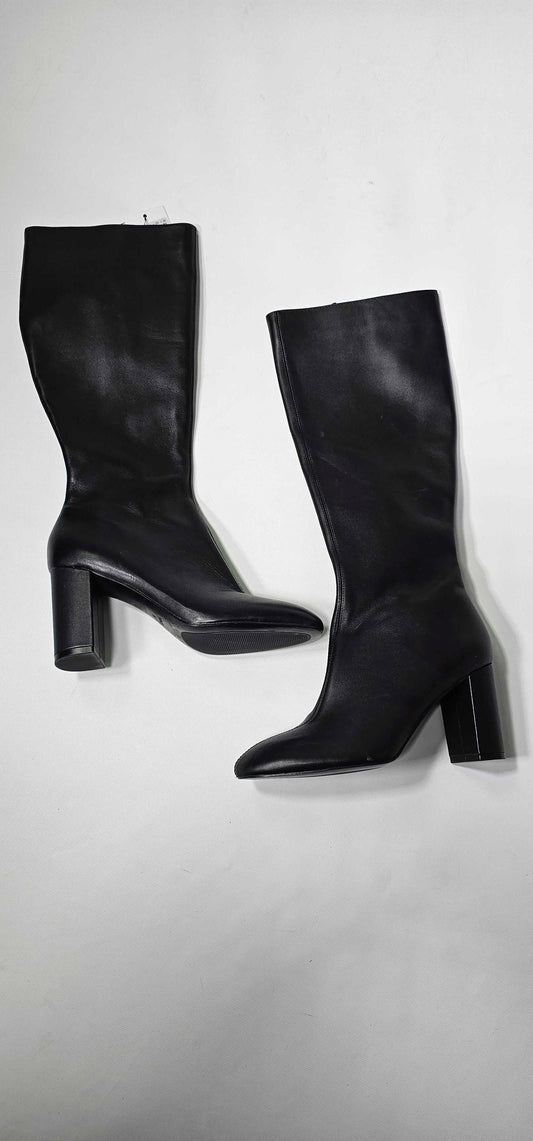 Mango - Black Leather Boots With Tall Leg - Black Size: Eur38