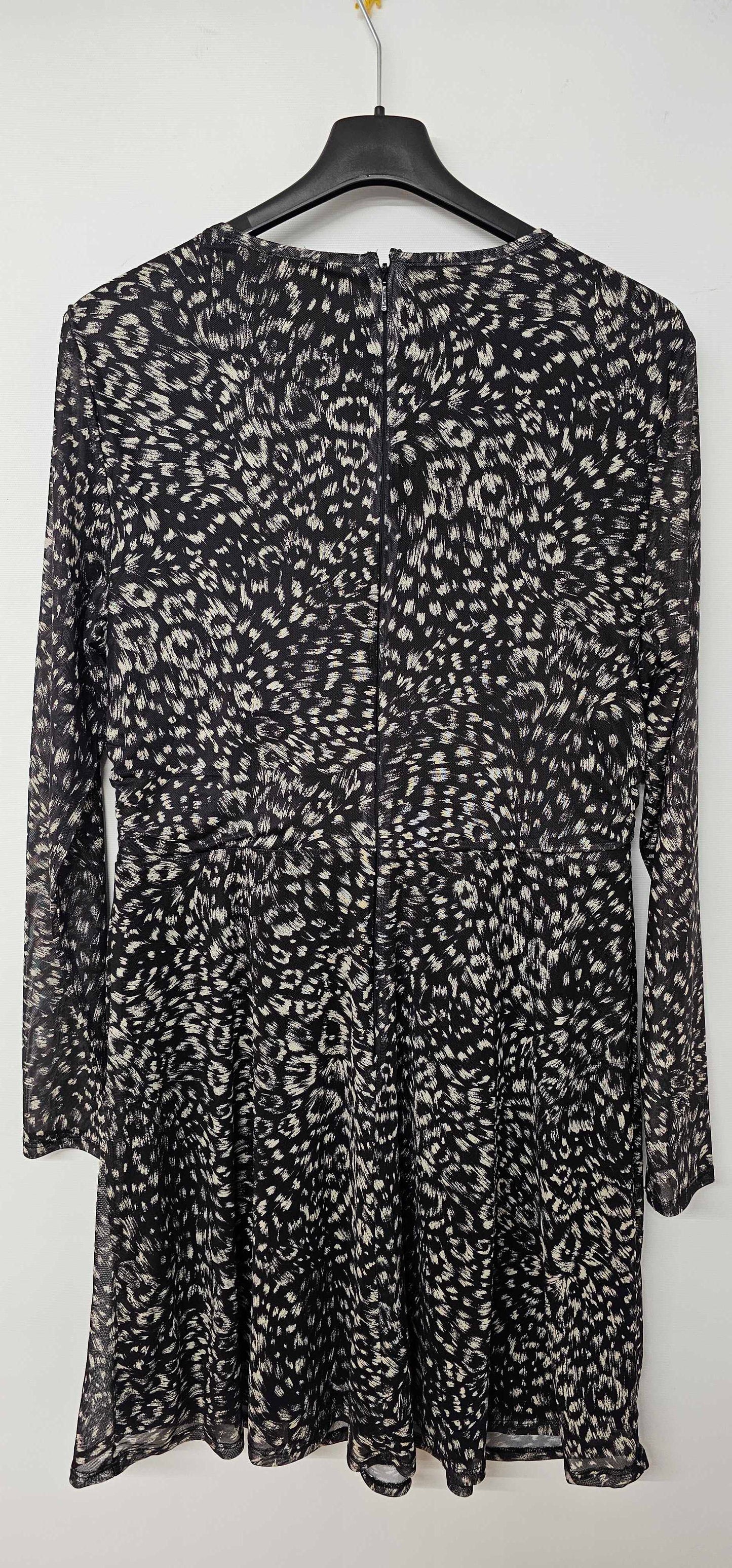 Whistles - Black Feather Leopard Flippy Mini Dress - Multi Size: Uk14