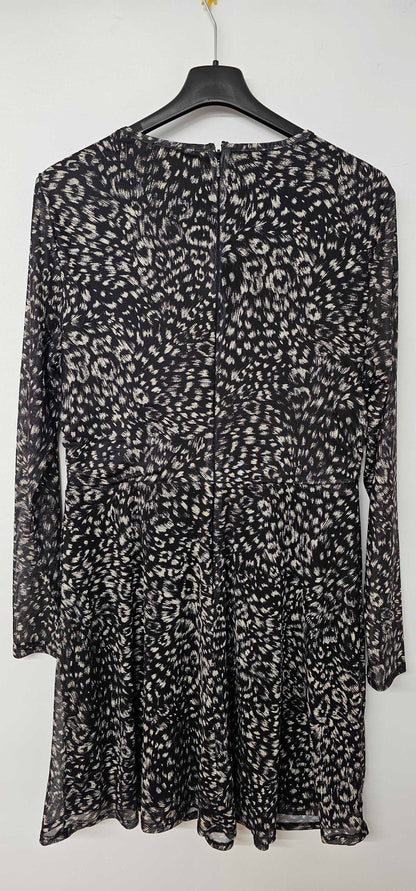 Whistles - Black Feather Leopard Flippy Mini Dress - Multi Size: Uk14