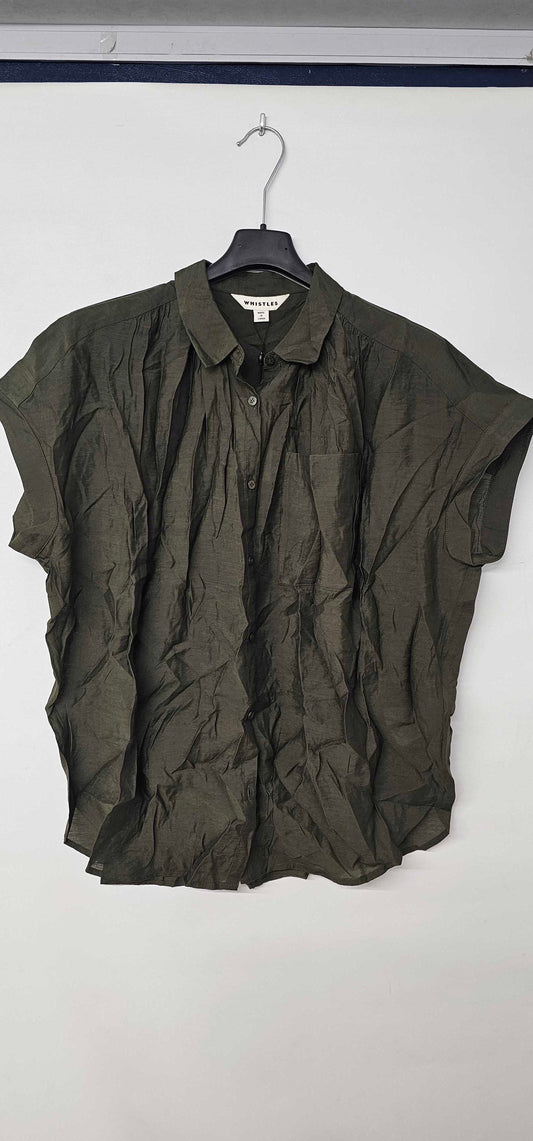 Whistles - Khaki Nicola Button Up Shirt - Green Size: S