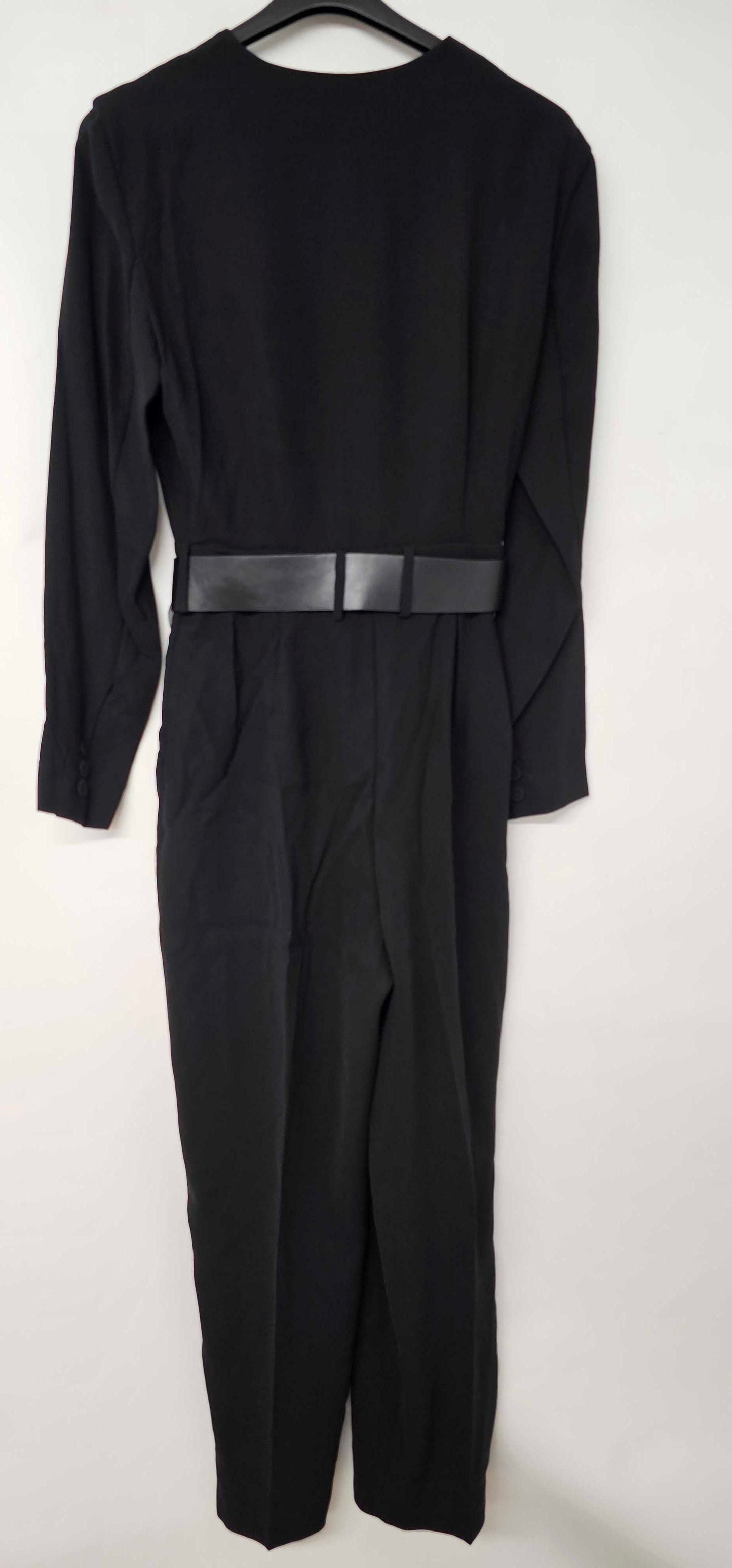 Mango - Black Belted V-neck Jumpsuit - Black Size: S