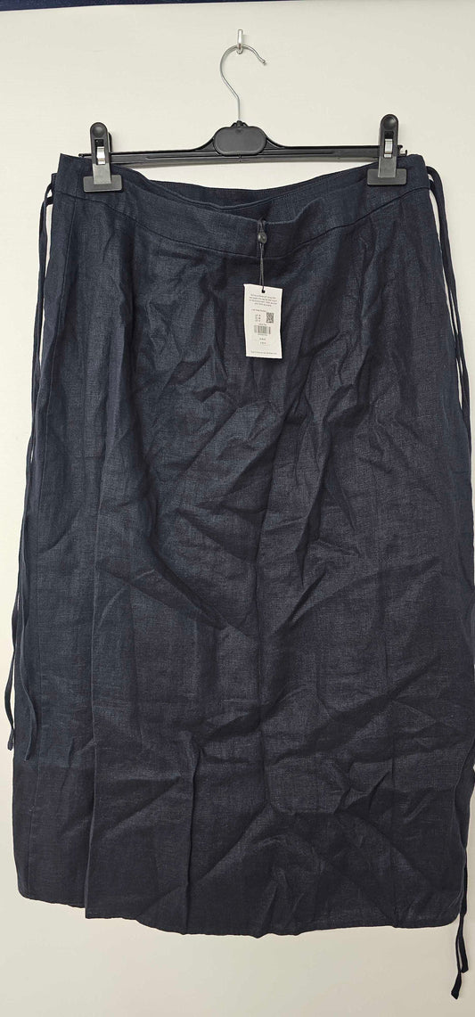 Whistles - Navy Linen Wrap Midi Skirt - Navy Size: Uk18