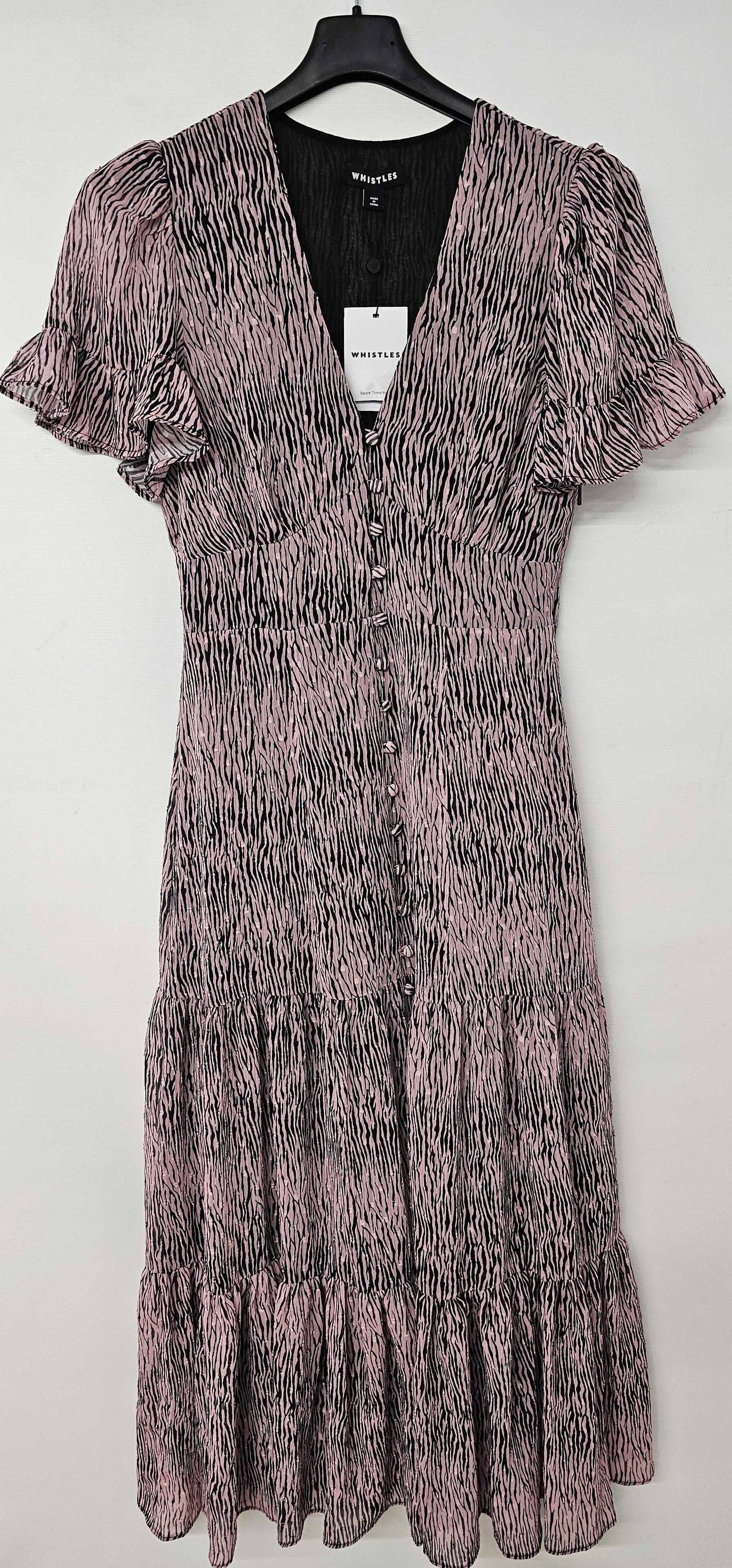 Whistles - Pink Animal Print Dobby Midi Dress - Pink Size: Uk8