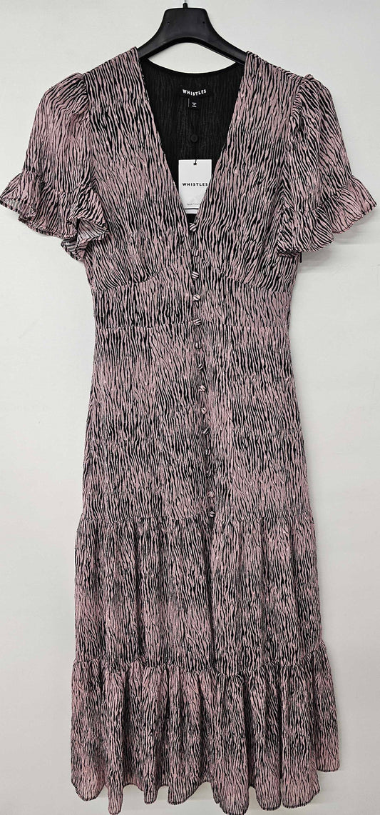 Whistles - Pink Animal Print Dobby Midi Dress - Pink Size: Uk8