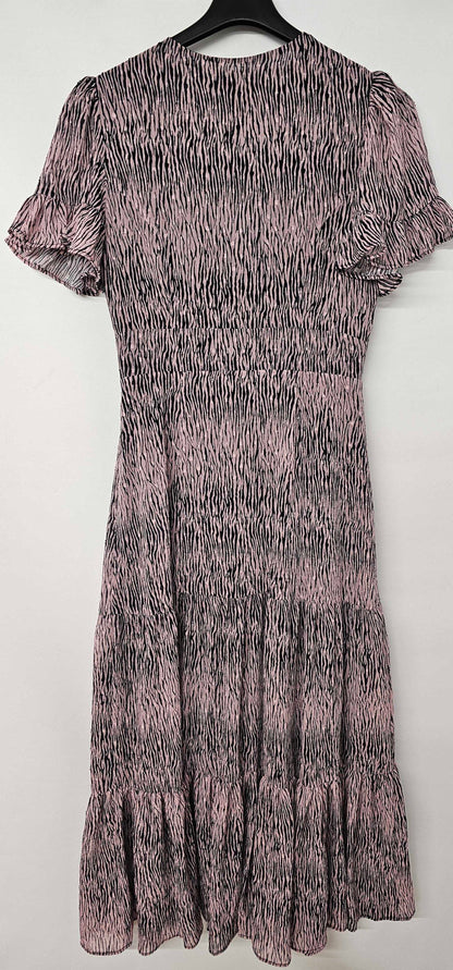 Whistles - Pink Animal Print Dobby Midi Dress - Pink Size: Uk8