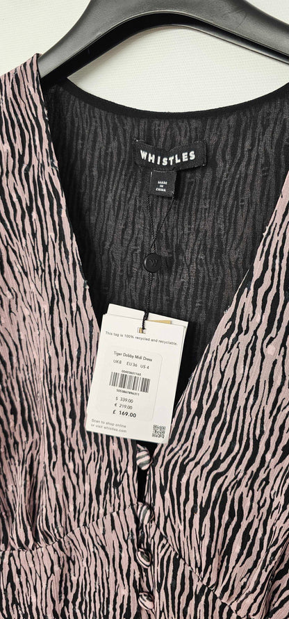 Whistles - Pink Animal Print Dobby Midi Dress - Pink Size: Uk8