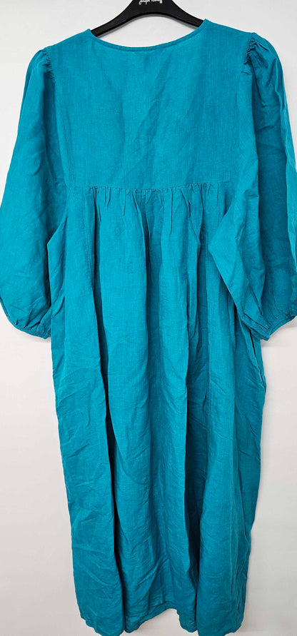 Whistles - Turquoise Gloria Linen Blend Dress - Blue Size: Uk16