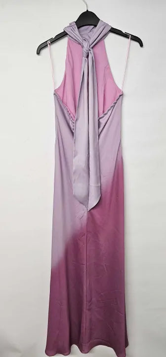 Ro & Zo - Margot Pink Rose Print Halter Neck Dress - Pink Size: Uk10