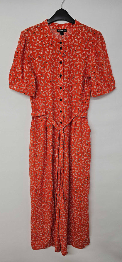Whistles - Red Micro Floral Jumpsuit - Red Size: Uk12