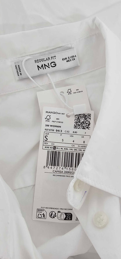 Mango - Shirt Regu - White Size: S