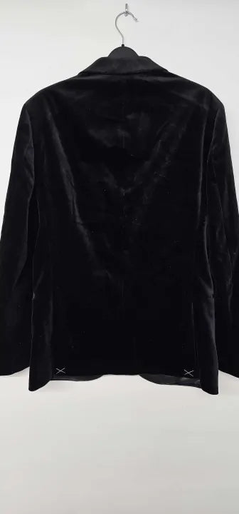 Reiss Black Ace Slim Classic Fit Velvet Single-breasted Blazer Size: 38