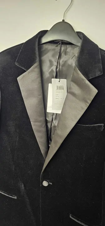 Reiss Black Ace Slim Classic Fit Velvet Single-breasted Blazer Size: 38