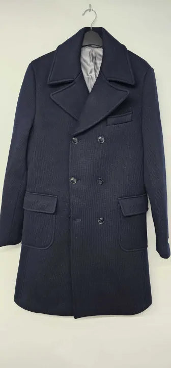 Gianni Feraud - Navy Roberto Wool Blend Coat - Navy Size: