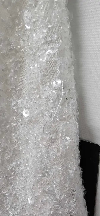 Ro & Zo - White Sequin High Neck Top - White Size: Uk16