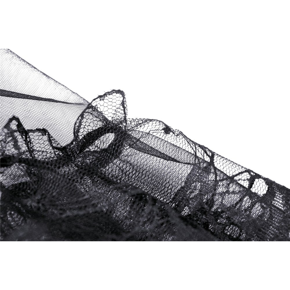 Dark in Love Melisandre Embroidered Velvet Mesh Goth Skirt in Black