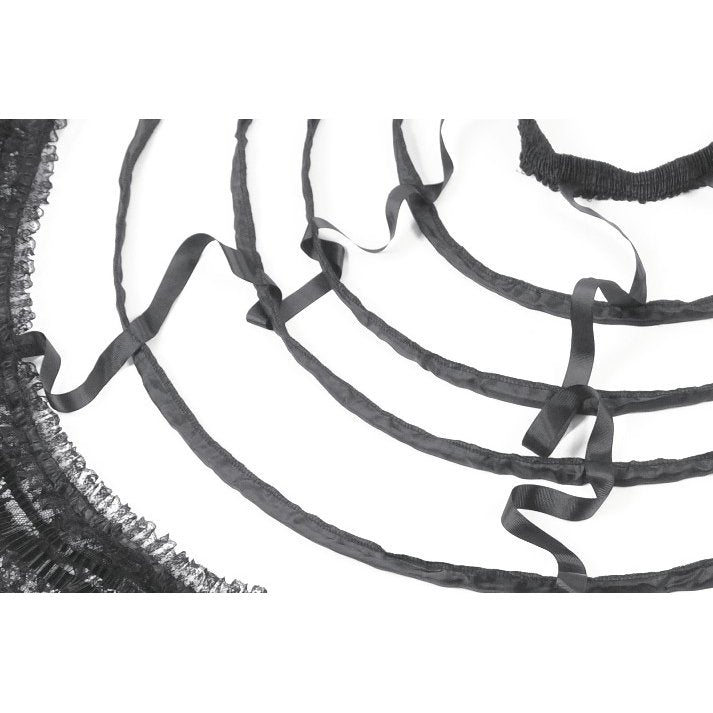 Dark in Love Gothic Hoop Cage Skirt with Lace Trim in Black