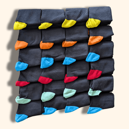 24 Pairs Men's Soft Cotton Colourful Heel Toe Black Argyle Diamond Easycare Comfortable Shoe Socks Flat Toe Seam Durable Work School Business Wear UK 6-11 by Sock Stack