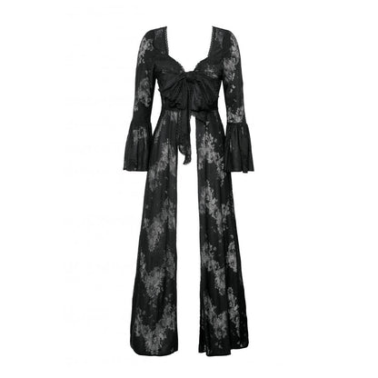 Dark in Love Emersyn Elegant Gothic Lace-Trimmed Long Robe