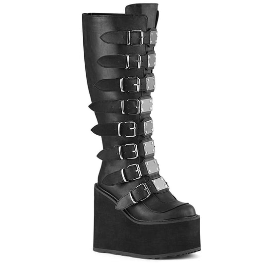 Demoniacult Raven Wide Calf Knee High Boots