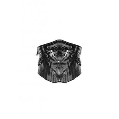 Dark in Lia Punk Love Patent Leather Waist Corset with Metal Accents