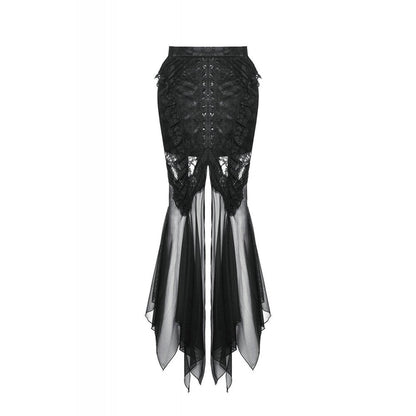 Dark in Love Nevaeh Gothic Lace and Mesh Mermaid Skirt