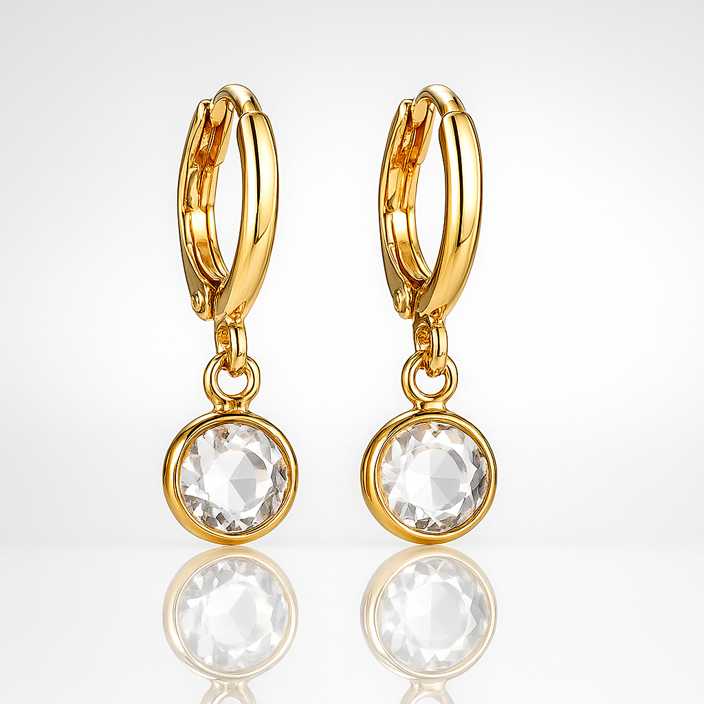 Vintage gold round crystal earrings