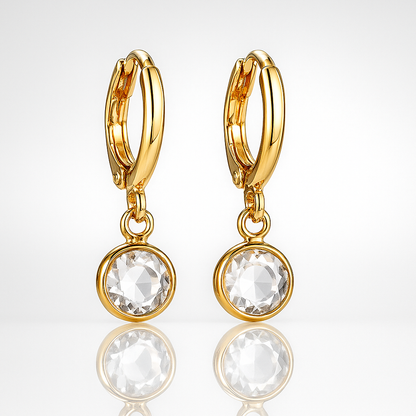 Vintage gold round crystal earrings