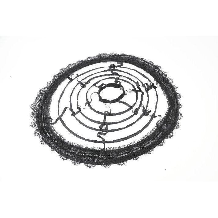 Dark in Love Gothic Hoop Cage Skirt with Lace Trim in Black