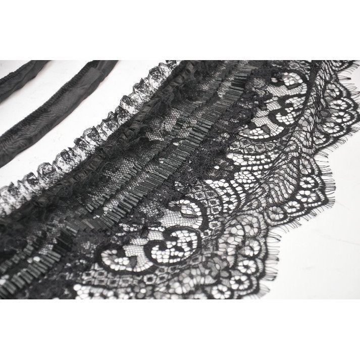 Dark in Love Gothic Hoop Cage Skirt with Lace Trim in Black