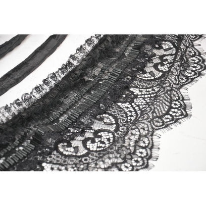 Dark in Love Gothic Hoop Cage Skirt with Lace Trim in Black