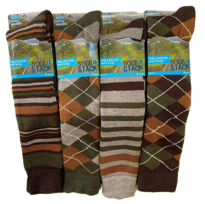 3 Pack Men's Thermal Wellington Boot Socks Reinforced Heel Toe Cushioned Comfort Ideal for Outdoor Hiking Work Durable Warm Size UK 6-11 by Sock Stack