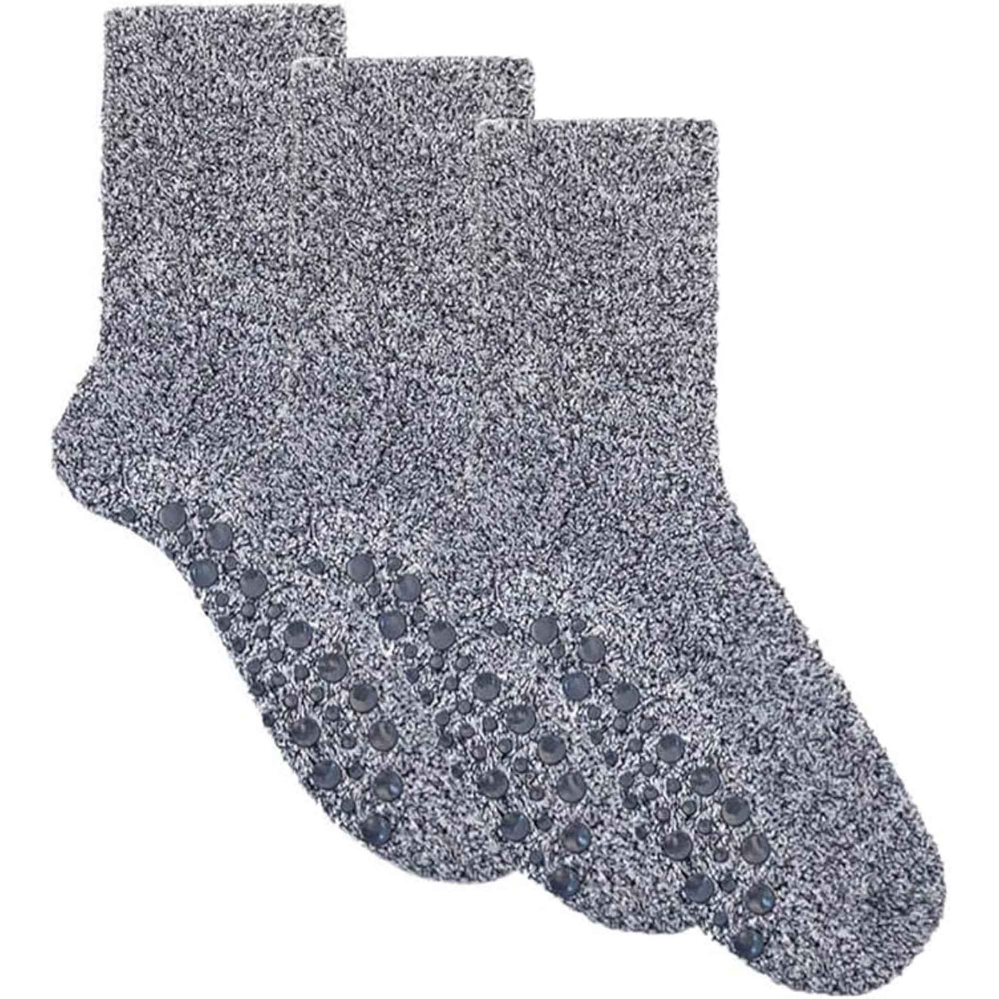 3 Pairs Mens Non-Skid Winter Slipper Socks Ultra-Soft Thick Fleece Lined Cozy Warm Gripper Socks for Cold Weather Sizes 6-11 Grey by Sock Stack