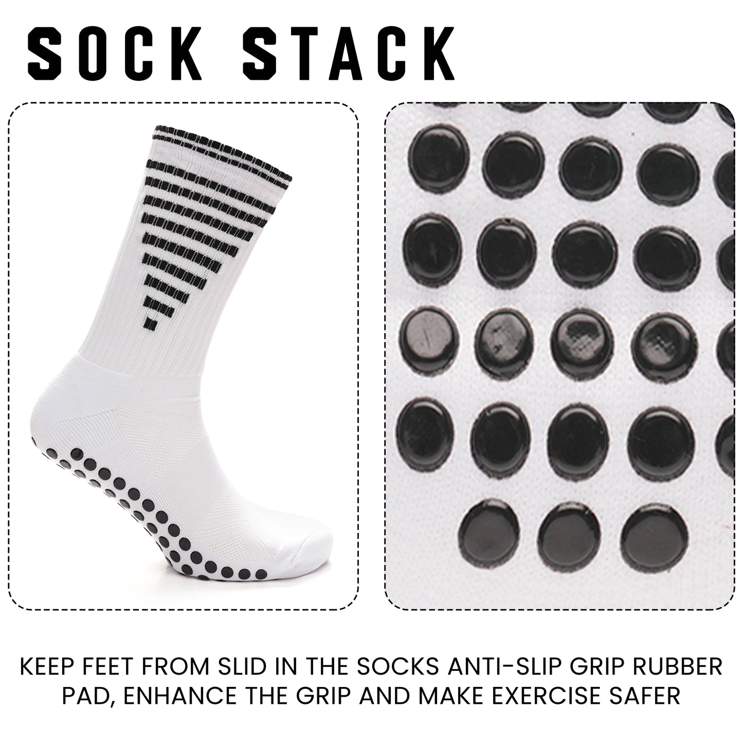 3 Pairs White Anti Slip Football Grip Socks for Men Sports Socks for Gym Running Yoga Trekking Hiking by  Sock Stack