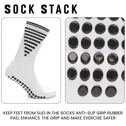 3 Pairs White Anti Slip Football Grip Socks for Men Sports Socks for Gym Running Yoga Trekking Hiking by  Sock Stack