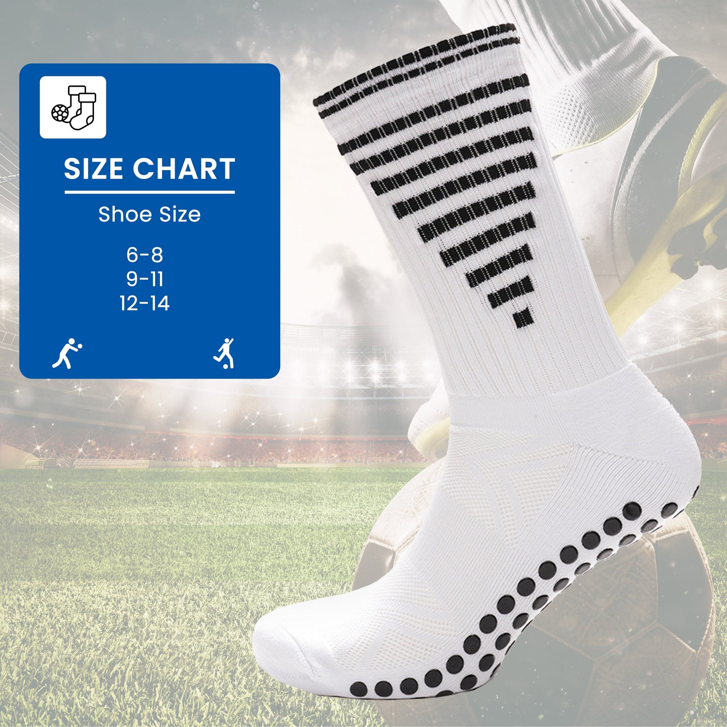 3 Pairs White Anti Slip Football Grip Socks for Men Sports Socks for Gym Running Yoga Trekking Hiking by  Sock Stack