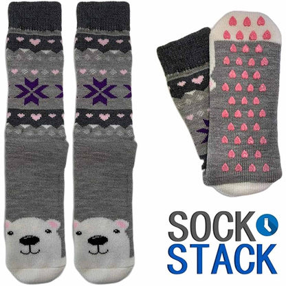 3 Pairs Women's Thermal Slipper Socks Adorable Animal Designs Polar Bears Kittens Perfect for Winter Lounging Gift Giving UK 4-7 EU 37-40 by Sock Stack