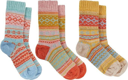 3 Pairs Womens Natural Thermal Alpaca Wool Socks Ultra Soft Warm Winter Boot Socks Non Slip Grippers Cute Nordic Designs Sizes UK 4-7 Daisy Dreamer