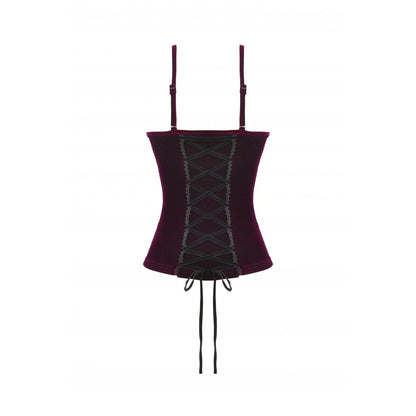 Dark in Love Serilda Velvet Lace Corset Top in Wine Red