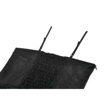 Dark in Love Black Lace Court Lace-Up Camisole