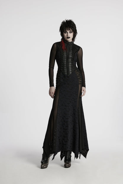 Punk Rave Seraphine Spinal Lace Panel Maxi Dress In Black