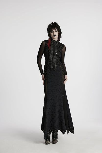 Punk Rave Seraphine Spinal Lace Panel Maxi Dress In Black