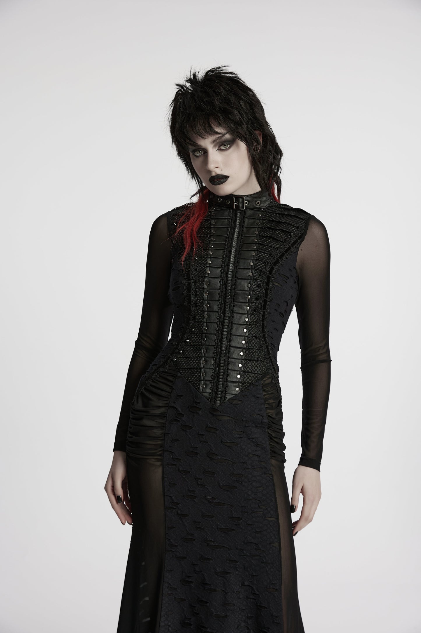 Punk Rave Seraphine Spinal Lace Panel Maxi Dress In Black