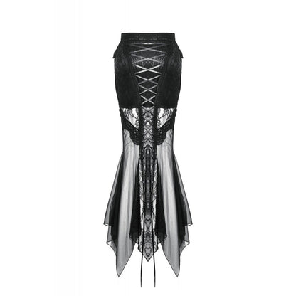 Dark in Love Nevaeh Gothic Lace and Mesh Mermaid Skirt