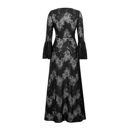 Dark in Love Emersyn Elegant Gothic Lace-Trimmed Long Robe