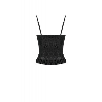 Dark in Love Black Lace Court Lace-Up Camisole
