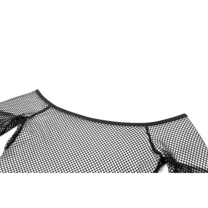 Dark in Love Lyra Fishnet Off-Shoulder Gothic Mesh Top