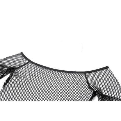 Dark in Love Lyra Fishnet Off-Shoulder Gothic Mesh Top